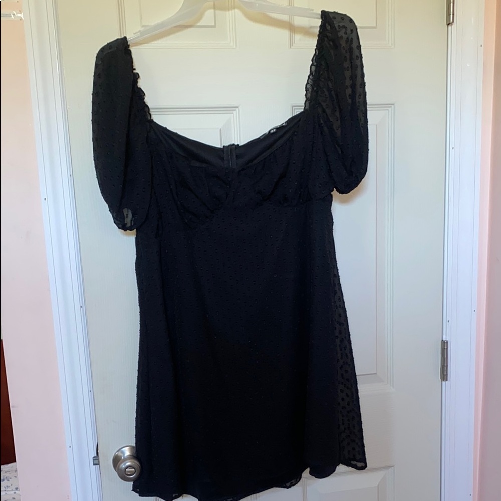 Misguided Milkmaid Black Dress